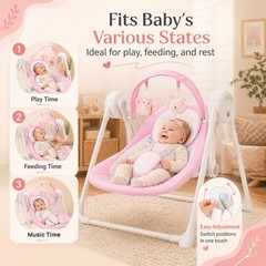 Baby Swing SpaceSaver Ultra-Compact Foldable Infant Swing (Fits in 5.3″ Gaps!…
