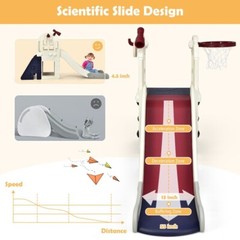 6-In-1 Large Slide Kids Baby Playset Climber Slide Set Toddler W/Basketball Hoop