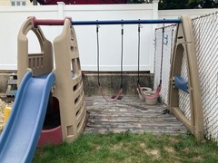 Naturally Playful Playhouse Climber Swing Extension Playset w Clubhouse Slide