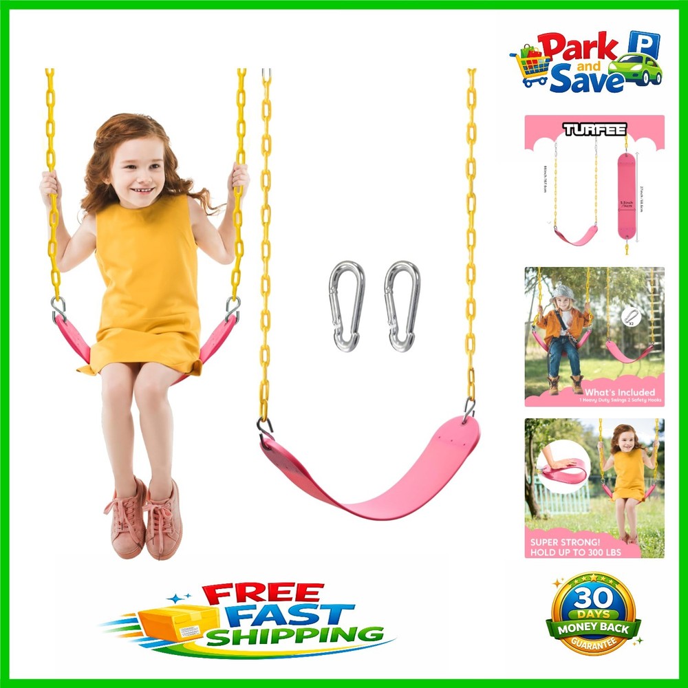 Single Swing Kit for Kids: Easy Install Pink Backyard Swing Set Replacement