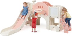 10 in 1 Toddler Slide Set Kids Slide & Climber Playset W/ Magnetic Whiteboard