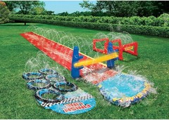 Outdoor Aqua Blast Water Course for Kids, 16 Ft Slide & Sprinklers Included