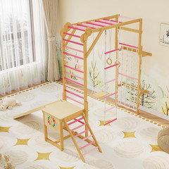 Indoor Jungle Gym for Kids 3-10 – 8-in-1 Wooden Climbing Structure & Slide