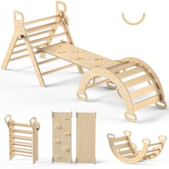 Pikler Triangle Set, Toddler Climbing Toys Indoor 7in1 Foldable