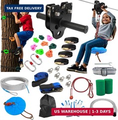 Zipline for Backyard Kids and Adults: 200FT Up to 400 lbs – Updated Removable De