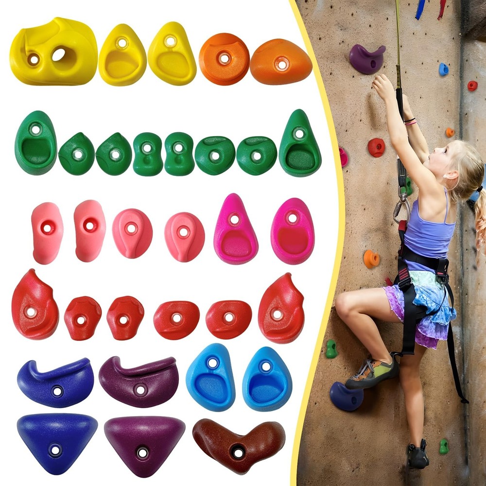 32 PCS Rock Climbing Wall for Kids,Rock Wall Climbing Holds,Adults Climbing W…