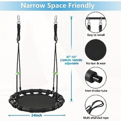 Tree Swing with PP Mat – Durable, Safe, and 24 inches diameter+No Extra Straps
