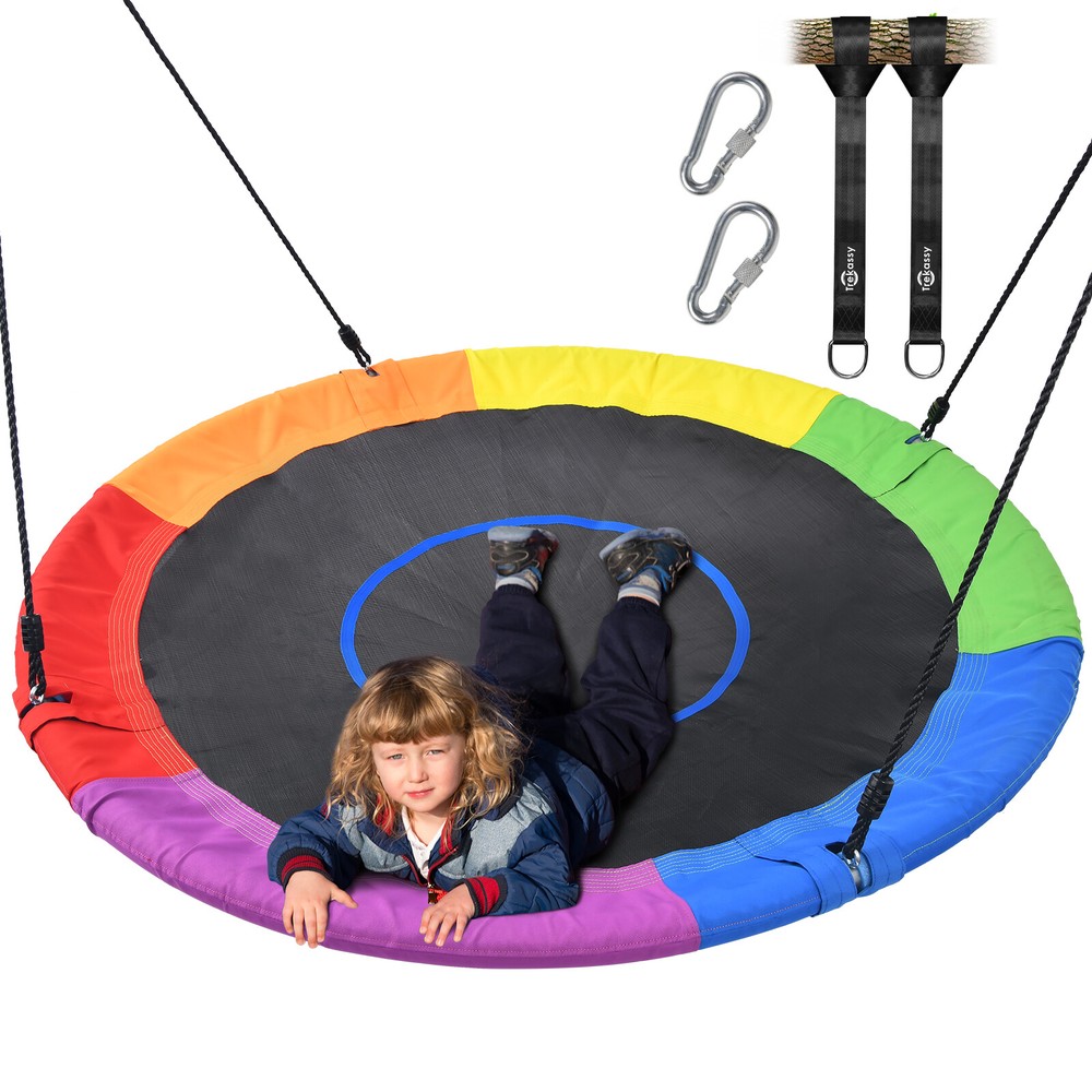 700Lb Weight Capacity 60 Inch Round Saucer Tree Swing Flying Bed Hammock Outdoor