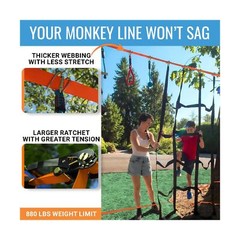 Ninja Warrior Obstacle Course for Kids – 2 x 50 ft – Up to 880 Lbs – 10 Weath…