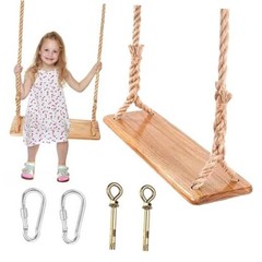 Hanging Wooden Swing, Seat 19.7″x 5.1″× 1.2″, Tree Swings for Adults and Kids