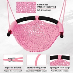 Tree Swing for Kids, Adjustable Toddler Rope Swing Seat with Snap Hooks and Stra
