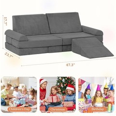 9 Piece Kids Play Couch Modular Soft Foam Sofa Climbing Ball Pit Slide Set New