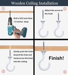 2 Sets Large Swag Ceiling Hooks 2.4 inch Heavy Duty Metal Ceiling Hooks for H…