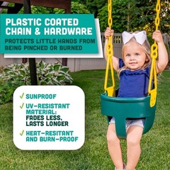 High Back Full Bucket Toddler Swing Seat with Finger Grip, Plastic Coated Cha…