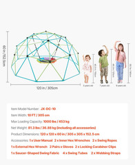Climbing Dome, 10FT Geometric Dome Climber with Saucer Swing, 1000LBS Loading Ki