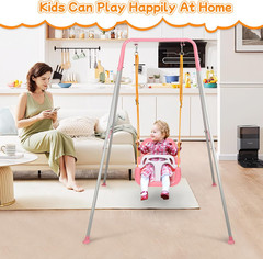 3-in-1 Toddler Swing Set, Foldable Indoor Outdoor Kids Swing, Removable Seat