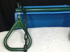 Durable Green Gorilla Play Sets 17” Rubber Coated Link Chain Trapeze Bar w/Rings