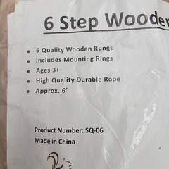 Wooden 6 Step Rope Ladder with O-rings Hanging Climbing
