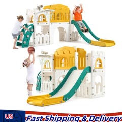 8 in 1 Toddler Slide Kids Climber Playset Indoor Outdoor Slide Playset for 1+