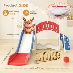 10 in1 Toddler Slide, Kids Slide with Climber Playset, Indoor Outdoor Playhouse