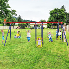 Swing Sets for Backyard, 7 in 1 Outdoor 660LBS A-Frame Heavy Duty Metal Swing St