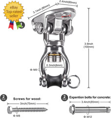Heavy Duty Swing Hanger with Bearing Swivel 1200 LB Capacity Stainless Steel