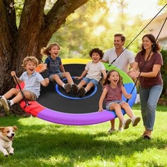 60″ Large Saucer Tree Swing for Kids Adults 900D Oxford Waterproof Rainbow