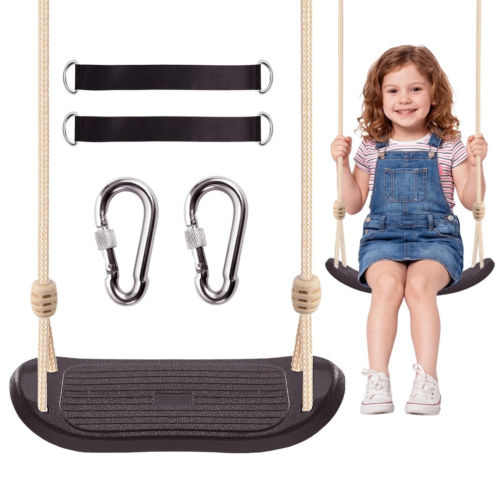 Heavy-Duty Ergonomic Kids Tree Swing Seat – Indoor/Outdoor Play (264lb, Black)