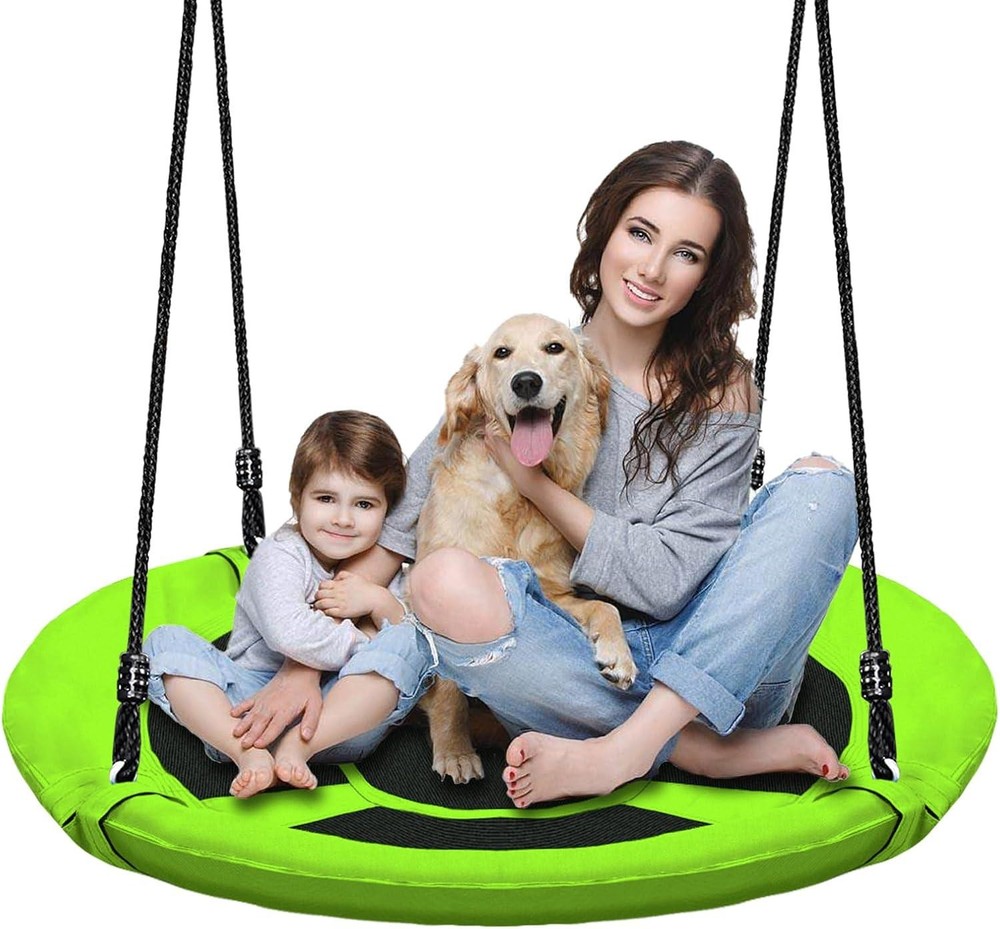 40 Inch Green Saucer Tree Swing Set Kids Adults 500lb Weight Capacity Waterproof