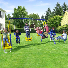 Royal Fun Metal Swing Set for Kids Ages 3-8 with 2 Swings, Standing Swing, Glide