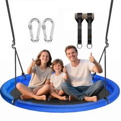 48 inch Saucer Tree Swing for Kids Adult, Larger Flying Swing for Whole Blue
