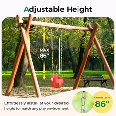 330lb Outdoor Toddler Swing High Back Full Bucket Seat Backyard Garden Red