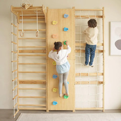 Walnut 9-in-1 Swedish Ladder Wall Gym Set for Home Fitness and Fun