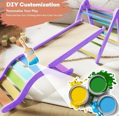 🔥NEW🔥 Pikler Triangle Set 7in1 Foldable Toddler Climbing Toys Indoor, Purple