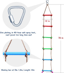 6.6FT Climbing Rope Ninja Ladder for Kids – Kids Ninja Warrior Obstacle Course A