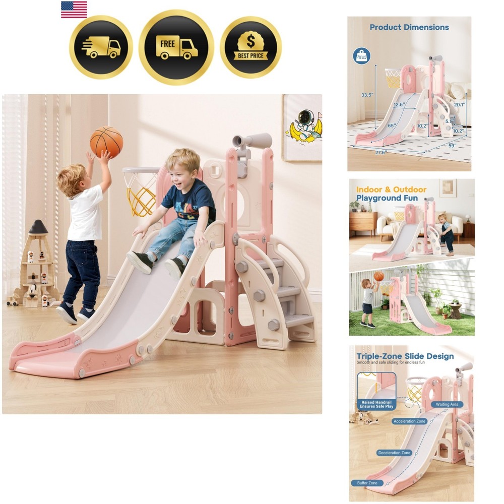 Toddler Slide, 6 in 1 Kids Indoor Slide for Toddlers 1-3, Baby Indoor and Out…
