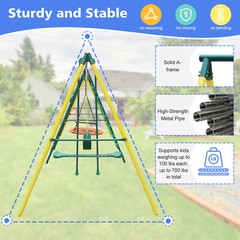 Kids Outdoor Heavy Duty Swing Set Seesaw Climbing Basket Playground 6in1 Playset