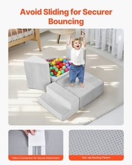 Foam Climbing Playset 5-Pc for Toddlers, Velvet Cover & Ball Pit