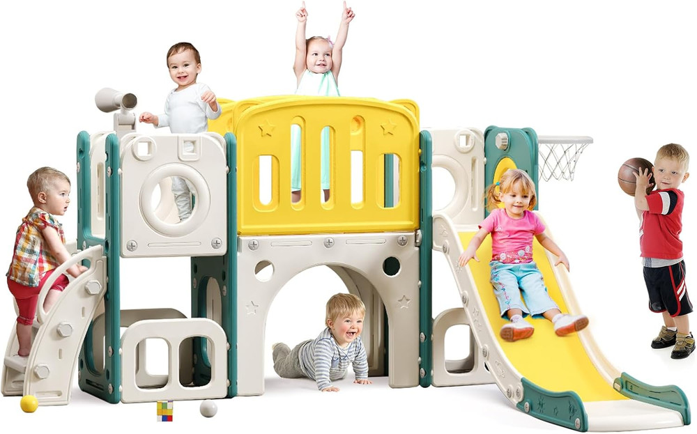 8 in 1 Toddler Slide Set, Kids Slide for Toddlers, Toddler Climber Slide Playset