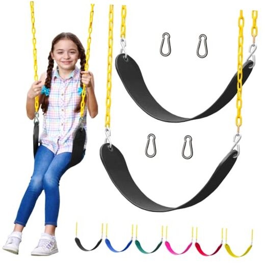 Swings for Outdoor Swing Set – Pack of 2 Swing Seat Replacement Kits Black