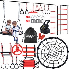 Ninja Line Obstacle Course, 50ft Ninja Slackline with Swing, Monkey Bar, Ladder