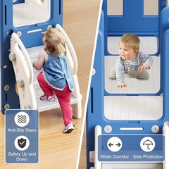 8 in 1 Toddler Climber Slide Playset Outdoor Indoor Slide Playset for Kids Blue