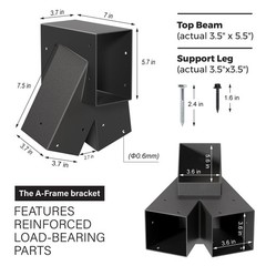 2-Pack A-Frame Swing Set Bracket Kit with 4 Hangers Playground Black