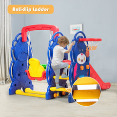 3-In-1 Toddler Climber and Swing Playset with Basketball Hoop