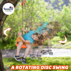 Rotating Disc Swing for Kids – 360° Swivel Seat, No Assembly, Portable Rope Swin