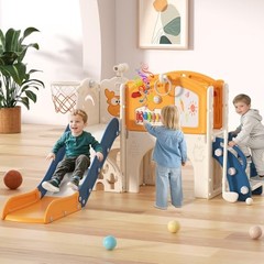 Toddler Slide Set, 13 in 1 Kids Indoor Slide for Toddler 1-3, Blue&yellow
