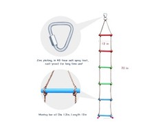 RAINBOW CRAFT 6.6FT CLIMBING ROPE LADDER NINJA LADDER FOR KIDS – NEW