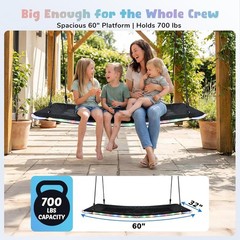 60 inch Platform Tree Swing W/ LED Light Large Outdoor Skycurve Swing Kids