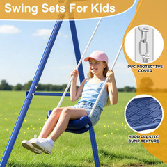 Heavy Duty Swing Set for Kids Ages 3-8 – 600 Lbs Capacity Outdoor Metal A-Frame