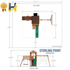 Backyard Discovery Sterling Point Outdoor Playground Set W/ Elevated Clubhouse,